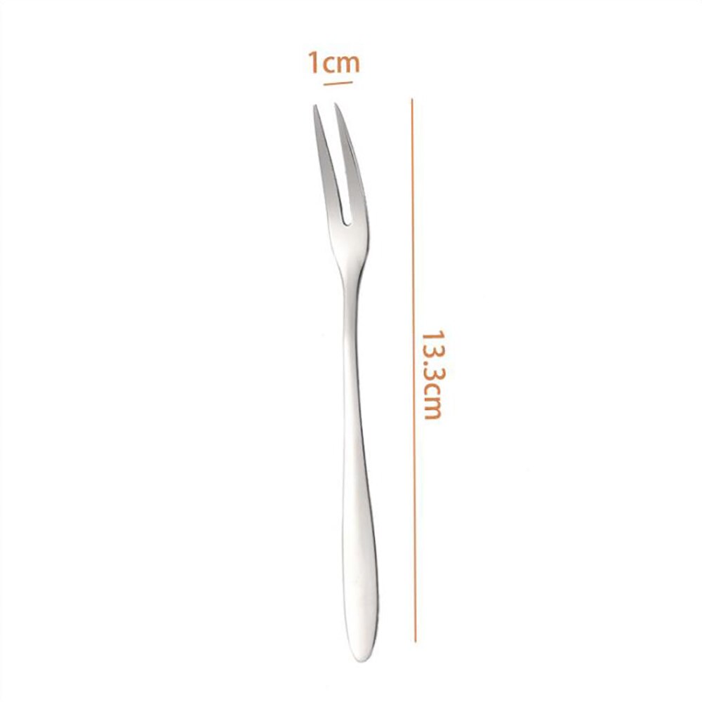 1 Tenedor de fruta original de acero inoxidable de para uso doméstico, postre de fruta, tenedor de pastel de Luna, tenedor de restaurante, tentempié, tenedor de postre: Silver
