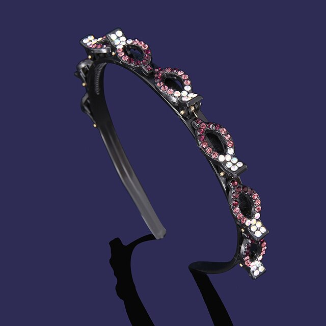 Bandas para el pelo de doble capa para mujer, bandana de pelo antideslizante hecha a mano con Clip de perlas, diadema trenzada de plástico a la , horquilla para peinado: style4