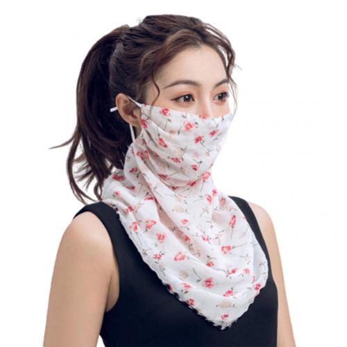 Rose Flower Women Summer Chiffon Anti-UV Thin Veils Scarf Neck Face Cover Shawl