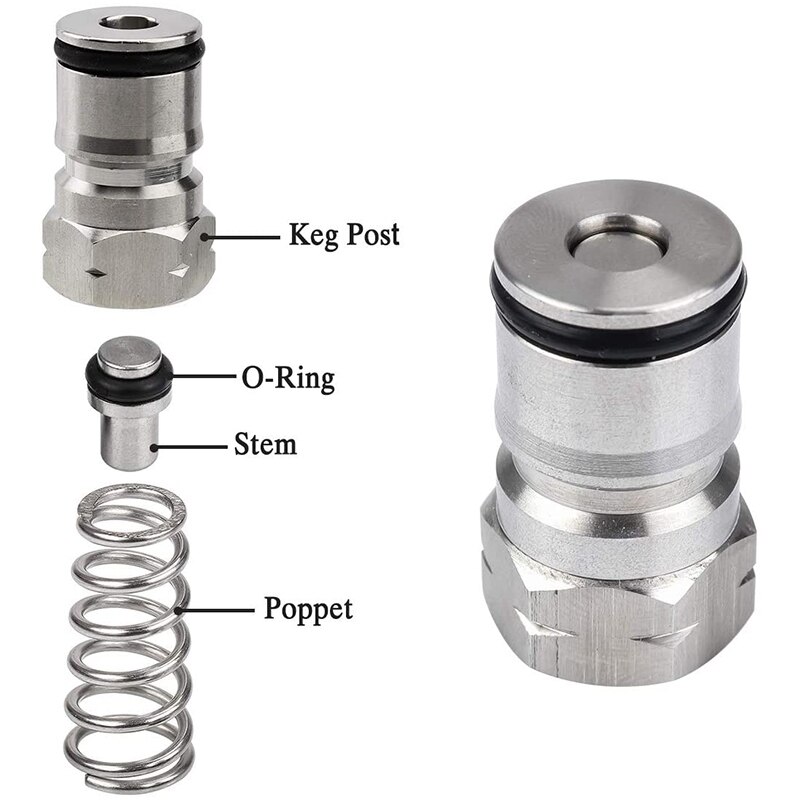 5PCS Poppet Valve Universal Poppet Valve Keg Poppet Valve Ball Lock Poppet Valve Pin Lock Poppet for Homebrewing