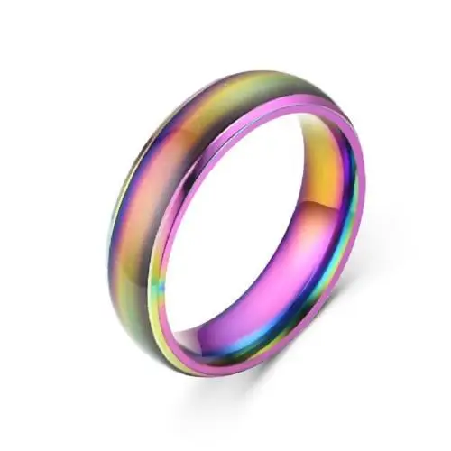 5 Colors Stainless Steel Changing Color Rings Mood Emotion Feeling Temperature Ring for Women Men Couples Ring Tone Jewelry: 8 / GRAY