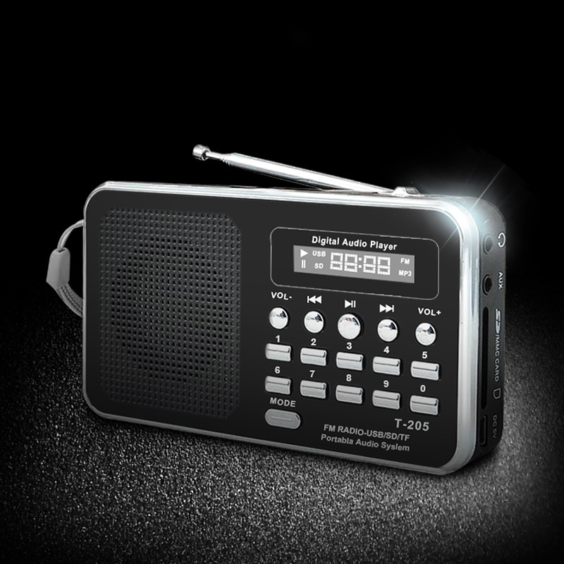 Portable Mini Am Fm Radio Stereo Speaker Support Sd/Tf Card With Usb(Black)