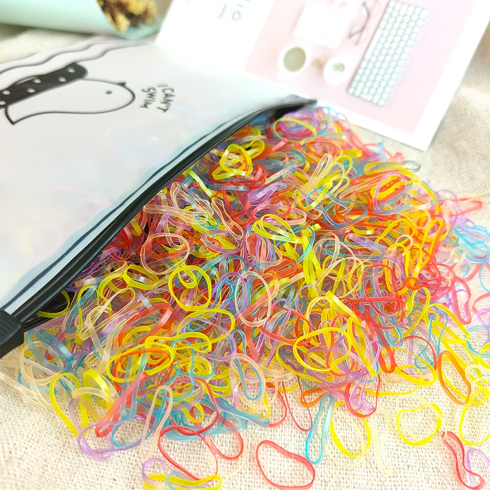 1000pcs/pack Transparent Hair Elastic Rope Rubber Band for Women Girls Bind Tie Ponytail Holder Accessories Hair Styling Tools