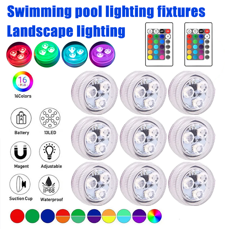 16 Kleuren Onderwater Licht Met Afstandsbediening Rgb Waterdicht Zwembad Accessoires Licht Onderwater Verlichting Voor Vijver Vaas