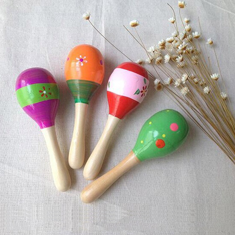 1 PC Bunte Kinder Holz Maracas Ball Rassel Spielzeug Sand Hammer Rassel Lernen Musical Instrument Percussion Rattle Shaker für Bab