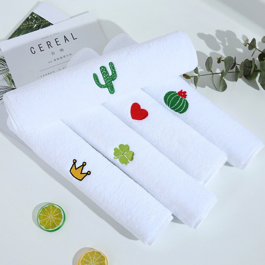 Nordique ensemble de serviettes visage petite serviette Cactus coeur brodé bain douche serviettes salle de bain blanc coton adultes enfants serviette de bain