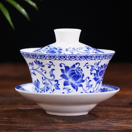 Houmaid drink blau und weiß keramik teetasse und untertasse set porzellan auf-glasierte tee tasse mit abdeckung von Jingdezhen china: Purpurrot