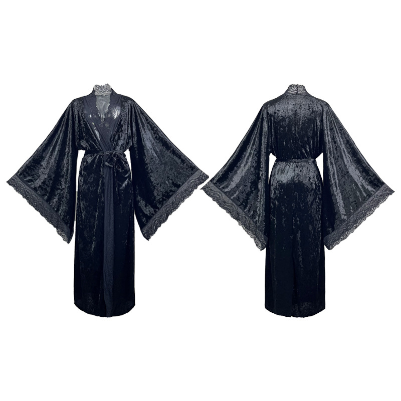 Blondekimono intimundertøy velourmorkåpe dame lang nattkjole nattøy bryllup brud fest loungewear nattøy