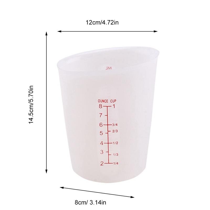 Kitchen Silicone Measuring Cup Dual-Scale Mixing Cup Measuring Tool Scale Measuring Cup Reusable Measuring Tools for Baking: White 500ml
