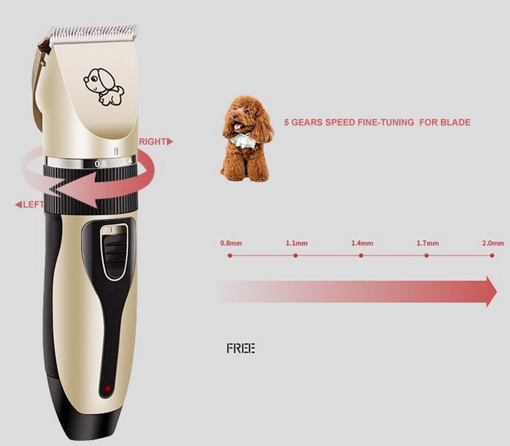 Hondentondeuse, oplaadbare hondentrimmer, draadloos hondentrimmer, dierentrimmer met kamgeleiders, scharen, nagelsets voor huisdieren