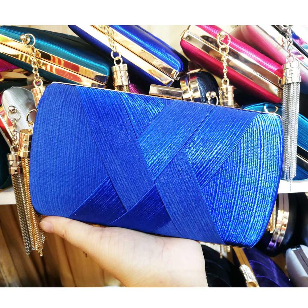 Billiger Red weave tasche hochzeit geldbörse Wristlets quasten handtaschen Kupplung Tasche Damen abend taschen: Blue