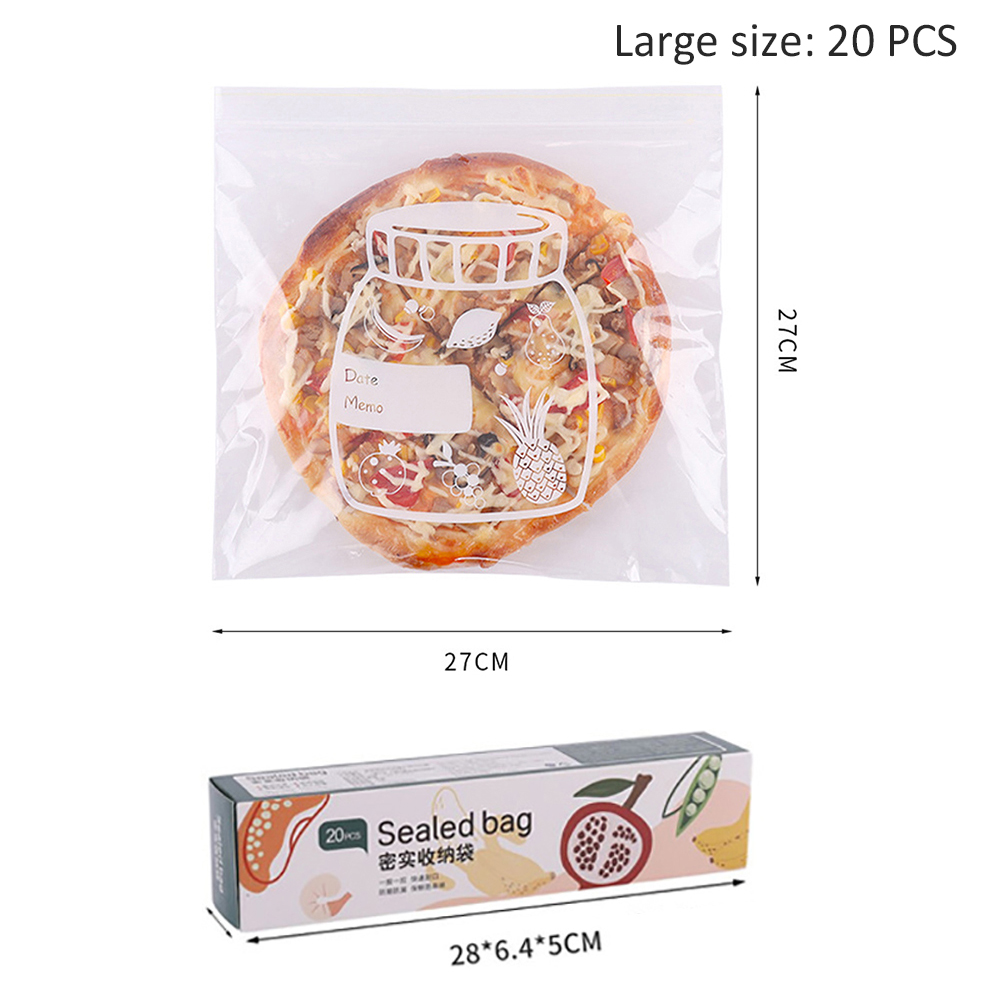 Self-sealing Food Storage Bag Single-reinforced Airtight Bag Leakproof Containers Fresh Food Storage Bag: L 20PCS