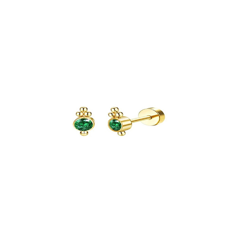 2 uds. Pendientes delicados de acero inoxidable con parte posterior plana para mujer, pendientes de cartílago de , pendientes de aro pequeños Huggie, joyería: Color oro puro