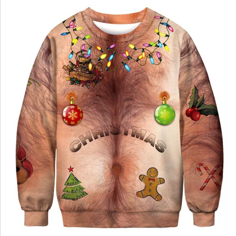 Hombres Mujeres Cosplay feo Navidad suéteres Navidad sudadera 3D divertido impreso vacaciones Navidad ropa suéter suéteres: XXL