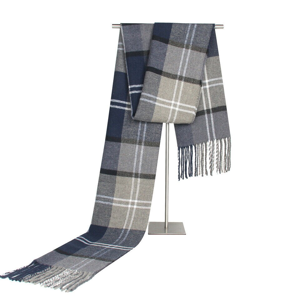 Mænd fint blødt termisk tørklæde rutet varm vinter sjal hals wrap lang tørklæde 190*30 cm: 3