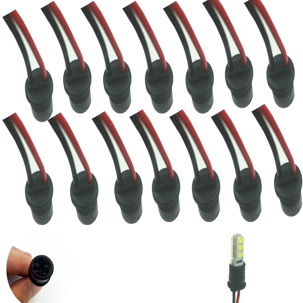50 stk  t10 stik læselys plade lampe dør instrumentbræt lys ledning  t10 adapter stik sort auto pære fatning universal
