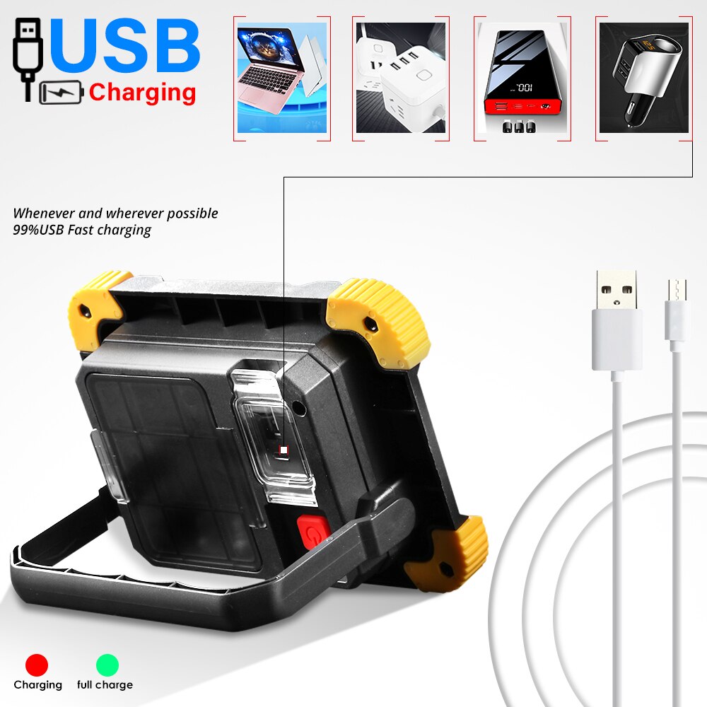 100w lamper ledet kolbe bærbar søkelyset camping lampe lanterne usb lade arbeidslys 18650 flomlys makt bank søkelys