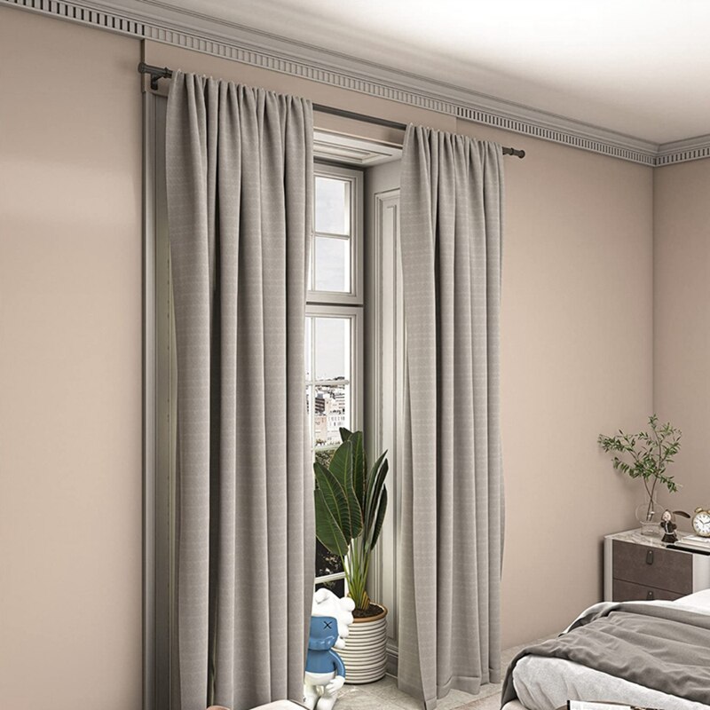 Ceiling Mounted Curtain Rod Brackets, Heavy Duty Ceiling Bracket for 1 Inch Curtain Rod Holder(Set of 2, Black)