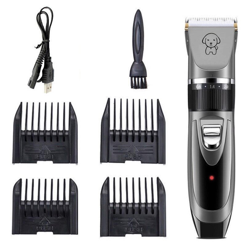 dog clippers dog hair clippers Cordless dogs grooming kit cat hair trimmer pet grooming tool USB Rechargeable Low-noise: Gray A