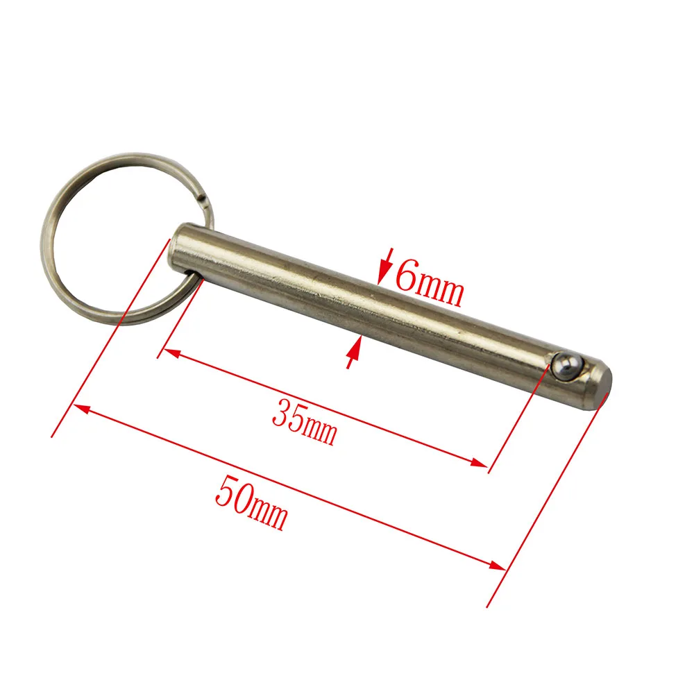 Diameter 1/4 " & 6mm rostfria kulstift, användbar längd 16-90mm med fjädrande kula för biminitop, marin hårdvara: Vinröd