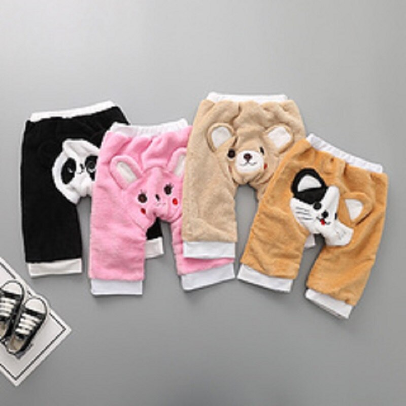 Liefde Dd & Mm Baby Kleding Broek Winter Jongen Meisje Kleding Baby Baby Warm Koraal Fluwelen Borduurwerk Dier big Butt Broek