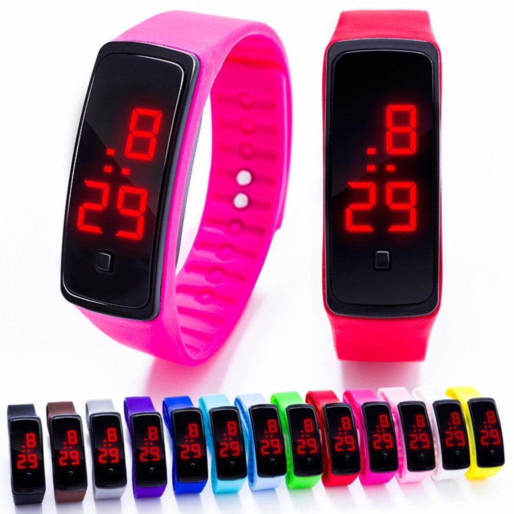 Sport LED Men Women Watches Candy Color Silicone Rubber Touchscreen Digital Watches Waterproof Bracelet Kids Wrist Watch
