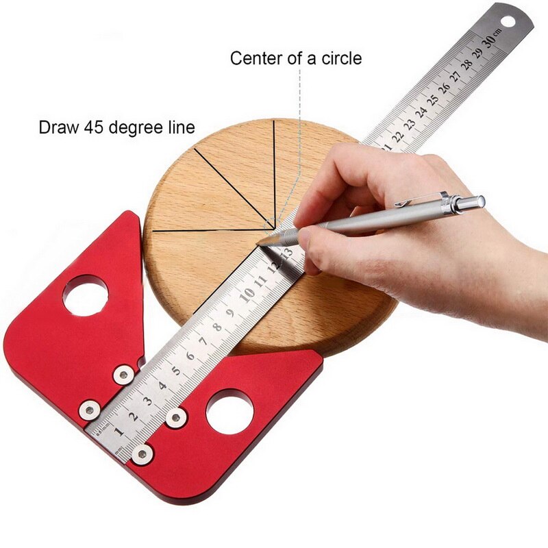 45 Graden Center Scribe Plein Center Lijn Meetinstrument Aluminium Center Finder Lijn Gauge Metric/ Inch