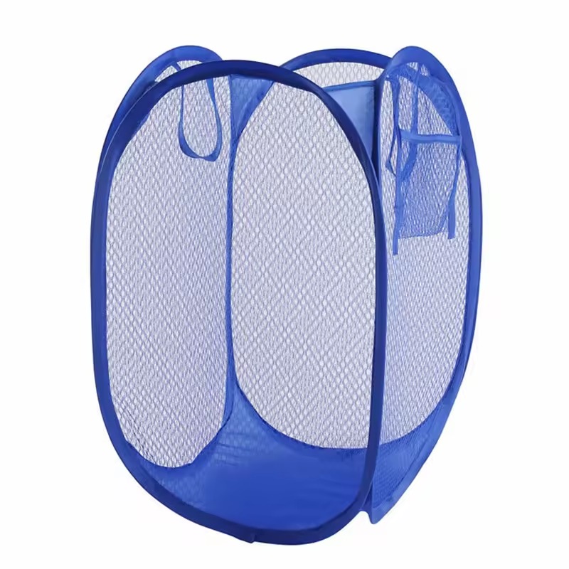 Opvouwbare vuile was Sorteermand Wasframe Badkamer Doek Mesh Opbergtas Frame Emmer Wasorganisatoren Opbergtas: Roze