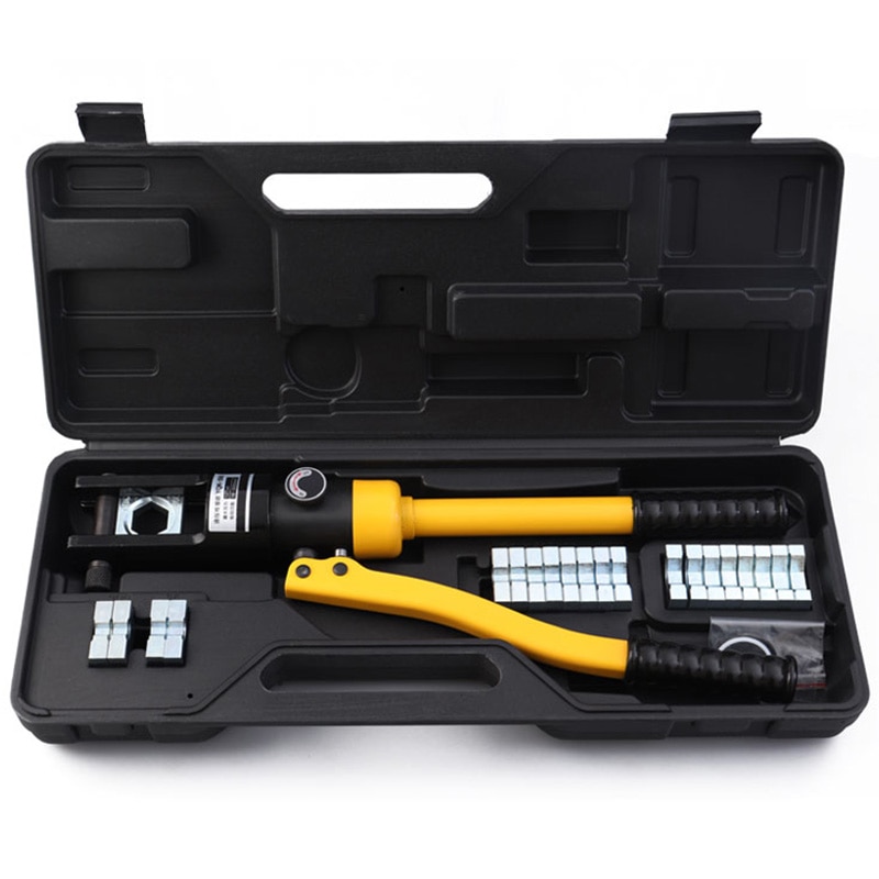 11 Dies Hydraulic Crimper 16 Ton Hydraulic Wire Crimper Battery Cable Lug Terminal Crimping Tool Rang 16-300mm