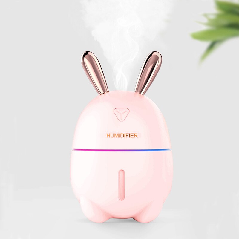 Car Humidifier 300ML Cute Rabbit USB Aroma Essential Ultra-Silent LED Night Lamp Air Purifier Mist Maker Air Fresher For car