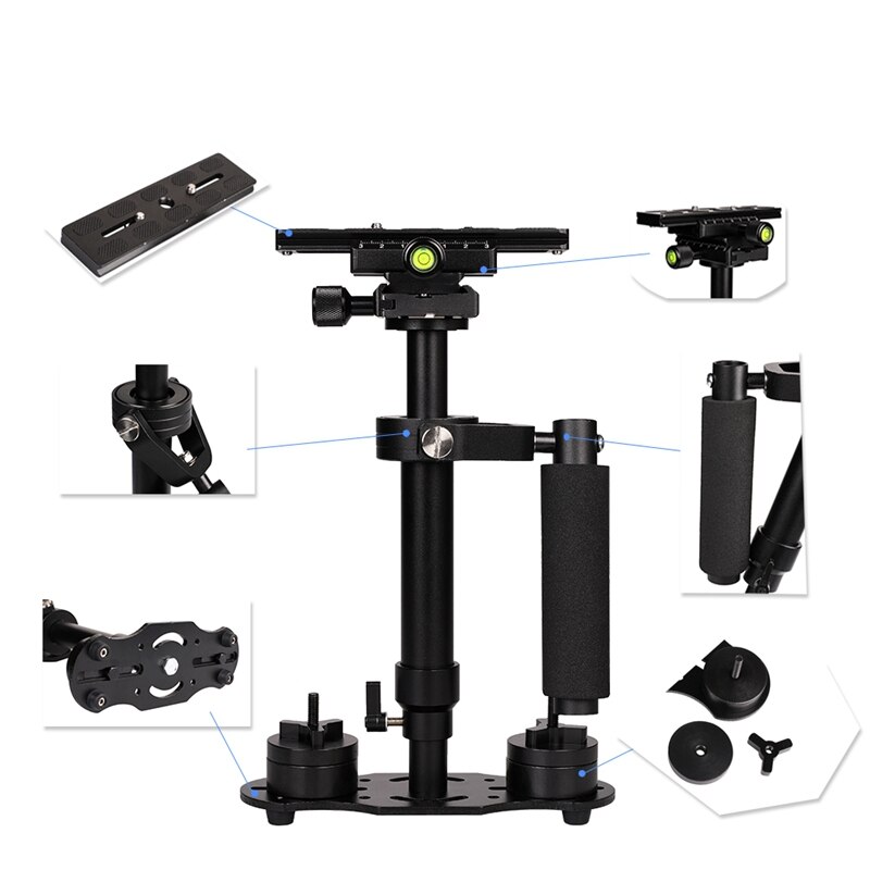 S40 Camera Handheld Stabilisator Voor Dv Digitale Slr Nikon Canon, Sony, Panasonic Met Quick Release Plaat