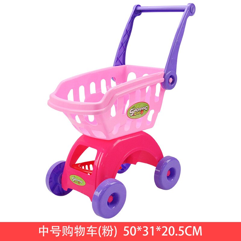 Cesta de compra de simulación, juguetes para juego de imitación, carrito de supermercado con comida, carrito de plástico vegetal, juguete para niñas, para niños: pink