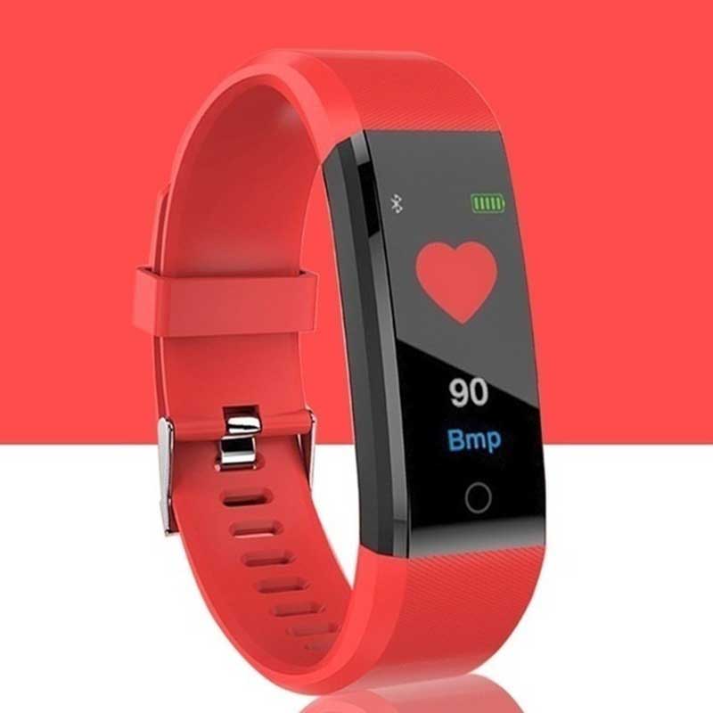 115Plus Smartwatch Bluetooth Sport Smart Armband Hartslag Bloeddruk Monitoring Gezondheid Waterdicht Horloge Polsbandje: Rood