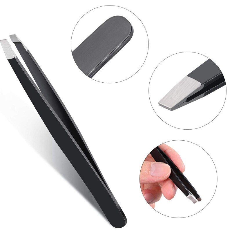 12 Pieces Tweezers Stainless Steel Slant Tip Tweezers Precision Facial Hair Tweezers Eyebrow Tweezers for Men and Women