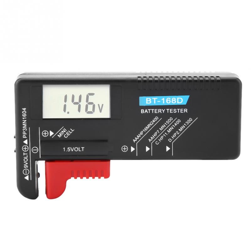 Bt -168d batterijtester universele digitale lcd aa/aaa/c/d /9v/1.5v knoopcel batterij volt tester