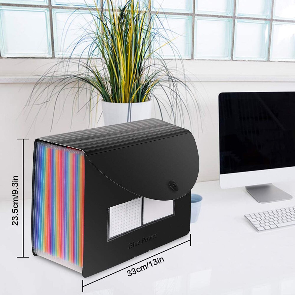 A4 Size 24 Pockets Expanding File Folder With Expandable Cover Portable Document Organizer Desktop Plastic Receipt Paper Folders