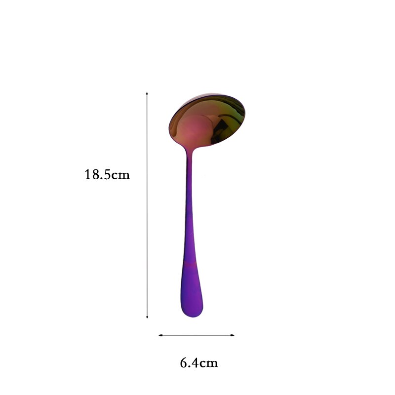 Purple Stainless Steel Dinnerware Set Soup Spoon Colander Spoon Service Spoon Salad Fork Cake Spatula Set Baking Accessories: 1Pc Soup Spoon
