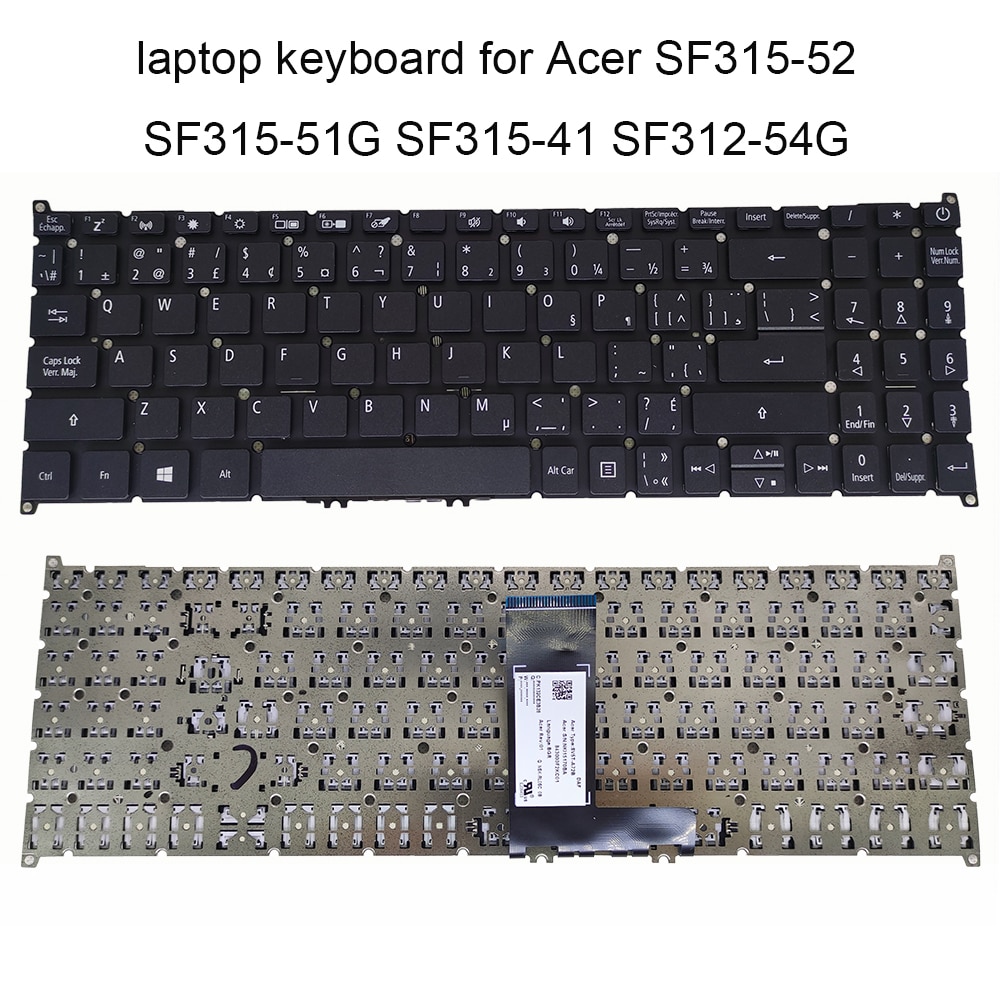 Teclados de repuesto de la UE para ACER swift 3 SF315, 52 SF315-54G, teclado negro de SF315-41G, BG, SV5T-A72B francés canadiense, búlgaro CF: CF KB