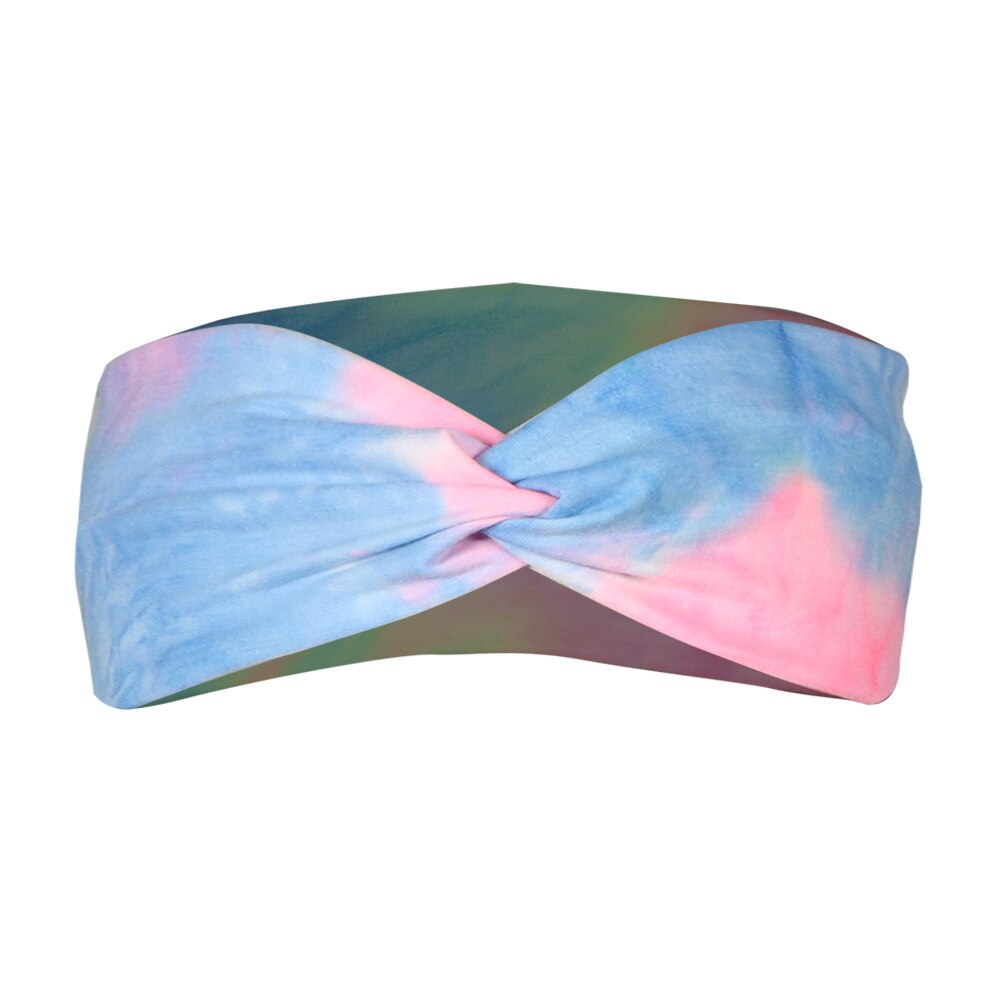 1pc tie dye elastiska huvudskydd cykling yoga sport svett pannband för män kvinnor yoga hår band huvud svett band sport säkerhet: Blå rosa