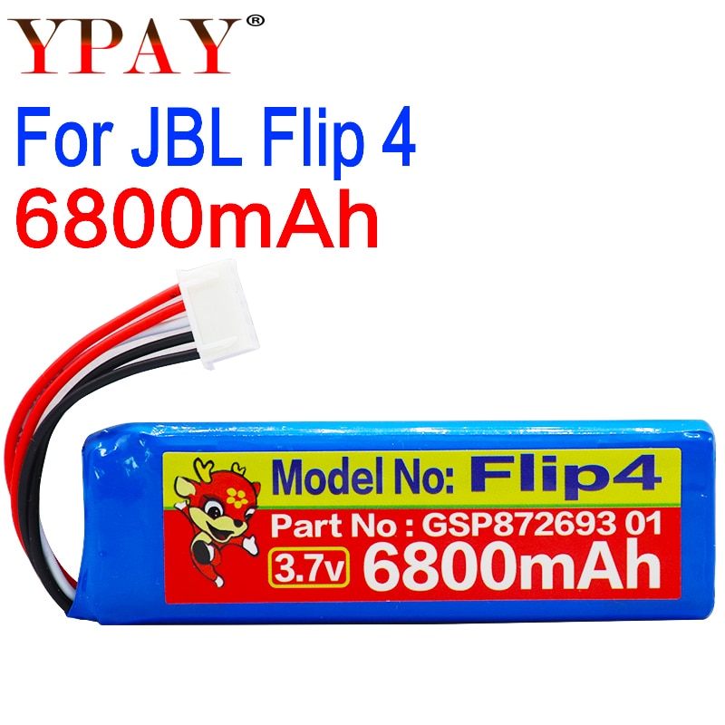 Batterij Voor Jbl Flip 3 & 4 Speler Flip3 Flip4 Li Polymer Oplaadbare Accumulator Pack Vervanging 3.7V 6800mah GSP872693 & 01