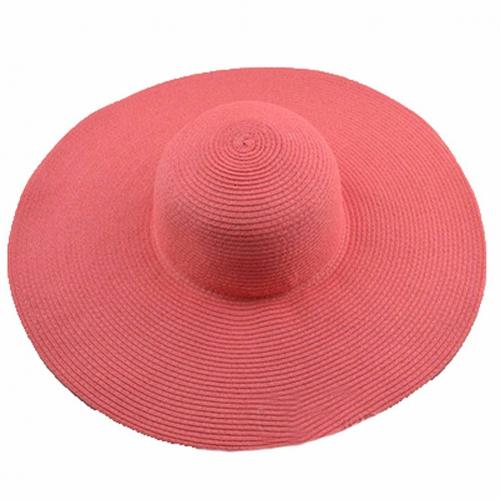 Sombrero Floppy Hawaiano de verano para mujer, gorro de paja de ala ancha de Color sólido: Watermelon Red
