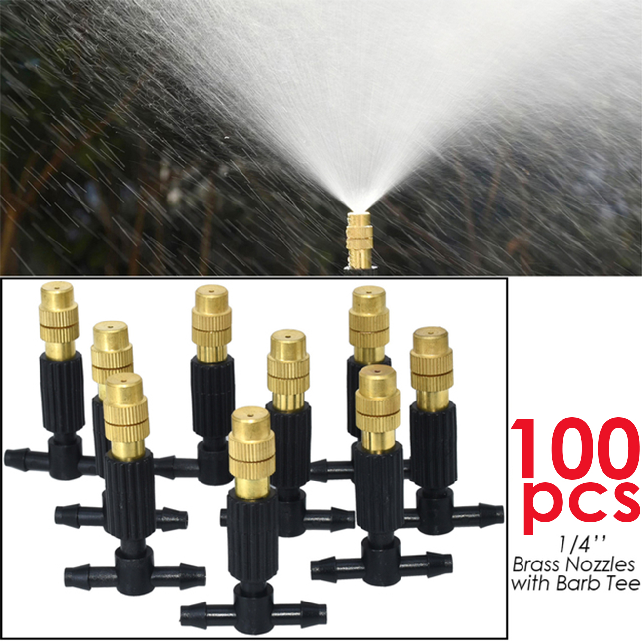 Sprycle 30–50 m Gartenbewässerung, Bewässerungssystem, Tropf-Set, verstellbare Nebeldüsen, automatisches Spray, für den Außenbereich, Hof, Gewächshaus: Schokolade