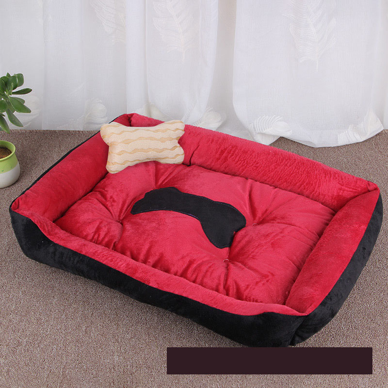 Whpc Huisdier Bed Warm Pet Producten Voor Kleine Medium Grote Hond Zachte Huisdier Slaapbank Voor Honden Huis Voor Kat puppy Katoen Dikke Kennel Mat: red / L