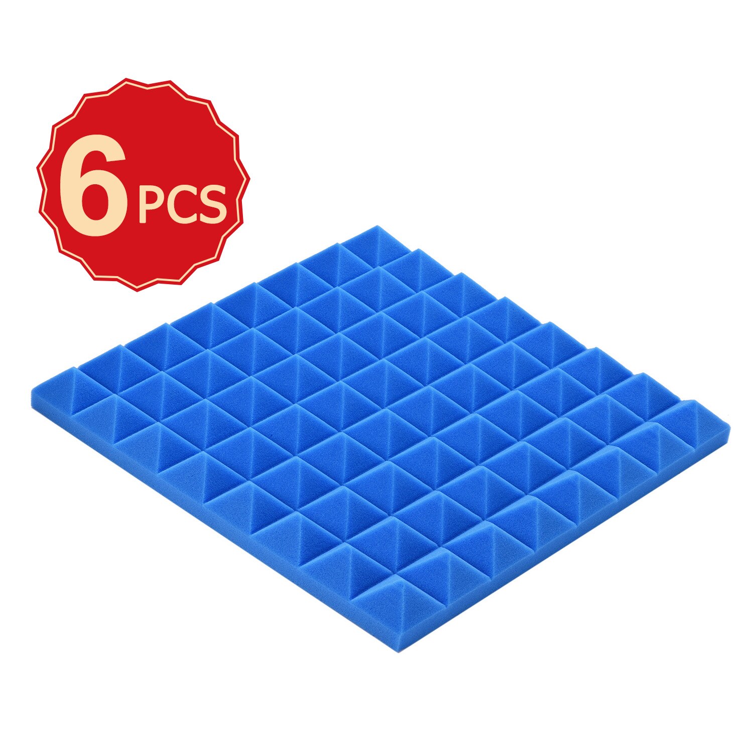 6PCS 20X20X2 Inches Acoustic Foam Panels Soundproof Foams Panels Wedges for Studio Home Walls Ceiling Sound Absorbing Insulation: Pyramid Design Blue