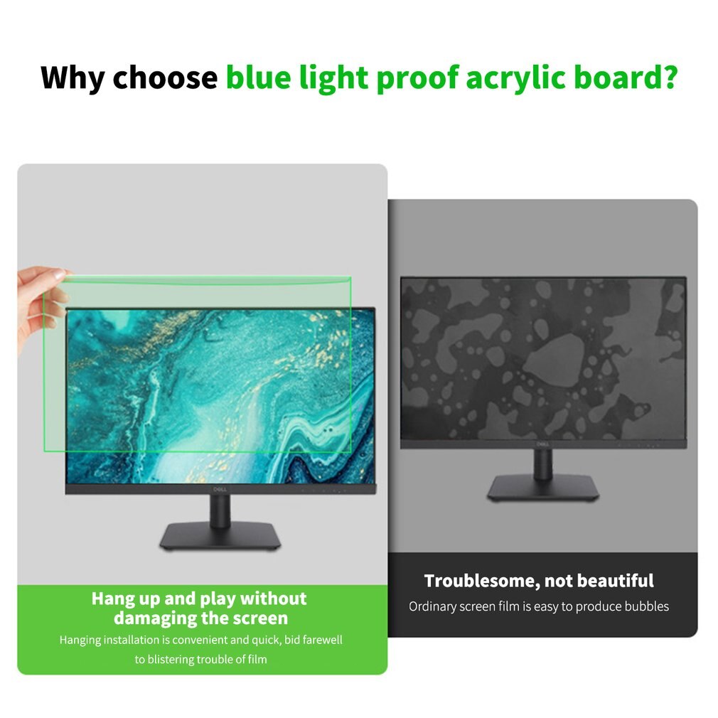 Filtre d&#39;écran Anti-lumière bleue pour ordinateur, écran large, PC de bureau, panneau d&#39;affichage LED, Anti-UV, Anti-rayonnement, Type suspendu