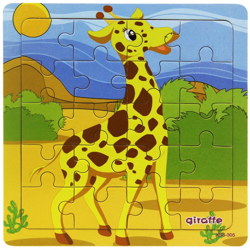 Kleine 3D Puzzle kinder 20 Stück von Holz Wald Tier Geschichte Puzzle Idiom Puzzle Pädagogisches Spielzeug: Gelb