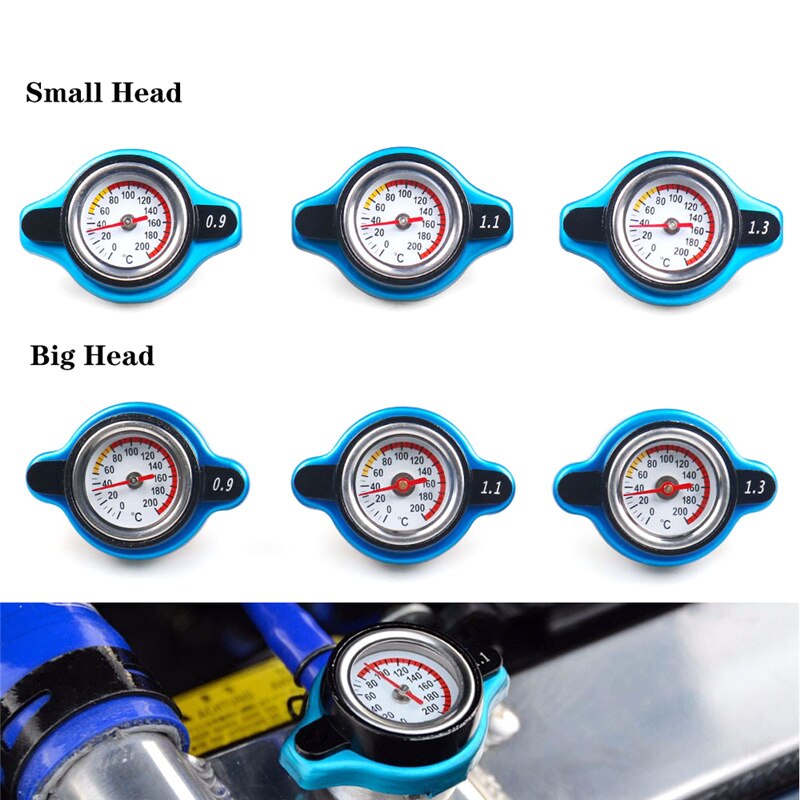 Radiator Cap - D1 Spec Thermo Gauge - 0.9/1.1/1.3 Bar - Aluminum Alloy & Silica Gel - For Cars & Motorcycles