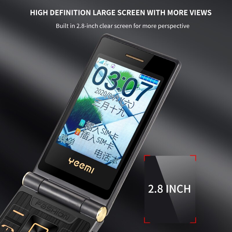 Yeemi G10-1 Dual Display Dual Sim 5900mAh Flip cellulare WCDMA 3G grande voce grande carattere borsa per cellulare in pelle regalo