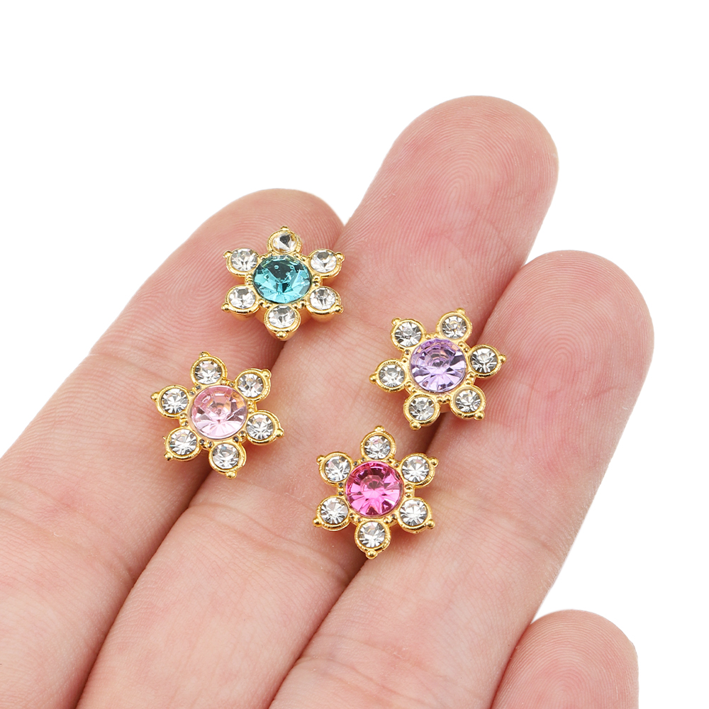 100 Stuks 50 Stuks 13Mm Bloem Kristal Strass Cabochon Platte Achterkant Patches Voor Sieraden Maken Naaien Op Broche Accessoires Diy
