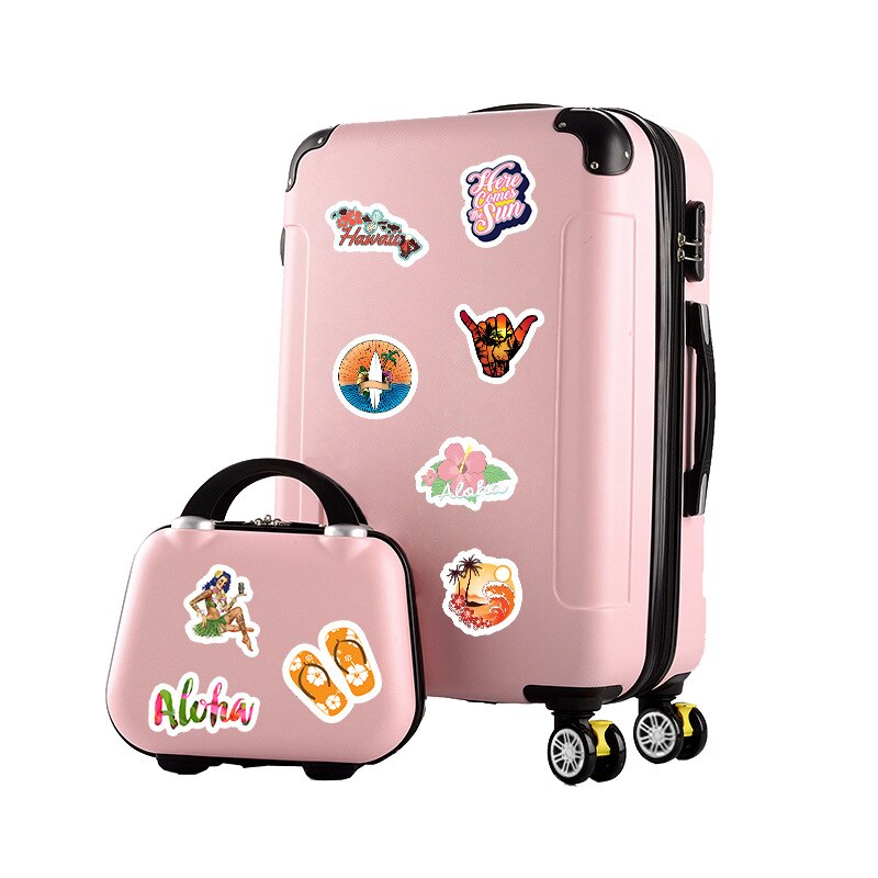 50pcs Hawaii Tropical Beach Summer Sticker Hibiscus Flower Cartoon Decals For Laptop Skateboard Luggage Helmet Notebook Stickers